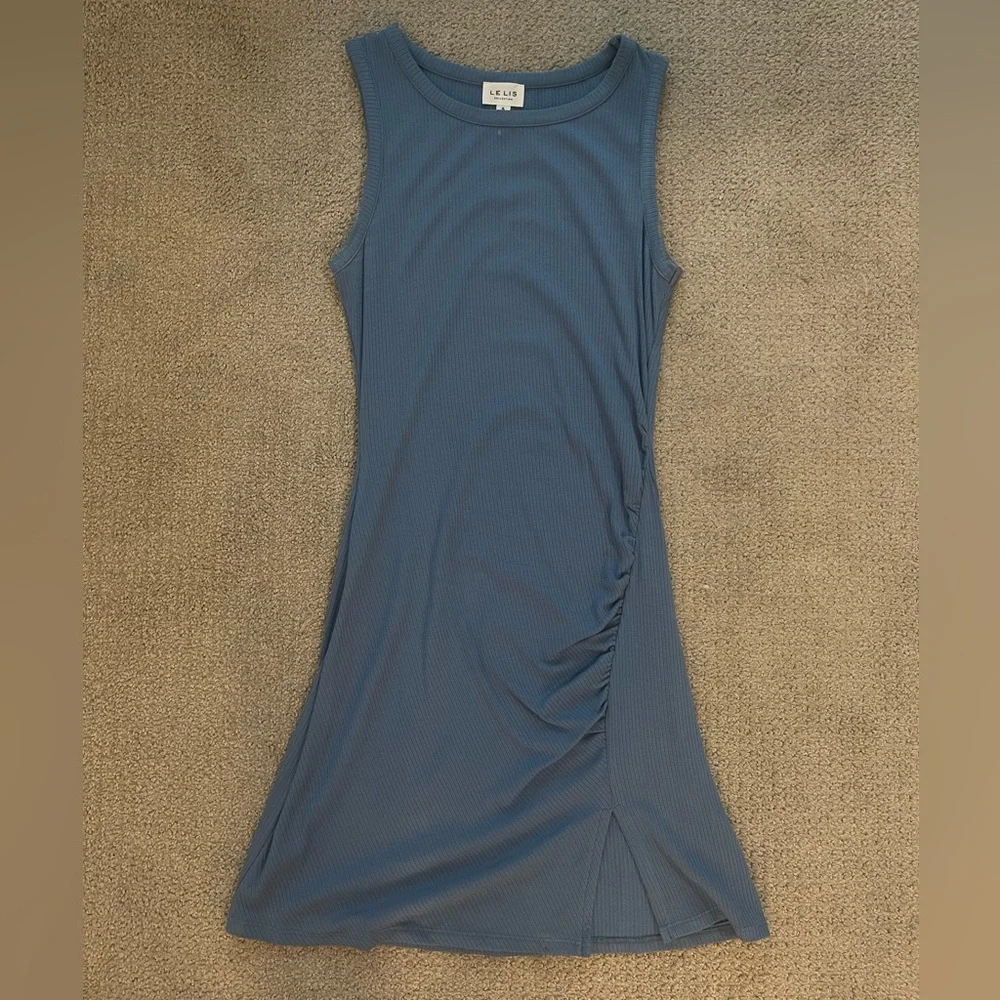 LE LIS Ribbed Blue Mini Dress - Picture 1 of 3